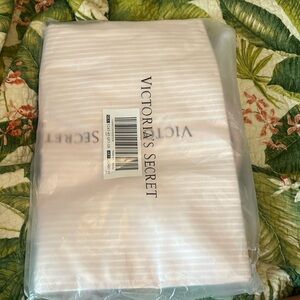 New pink white stripe Victoria’s Secret tote bag also has strap.  NEW